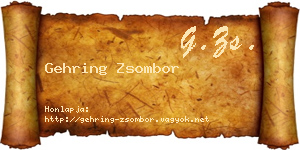 Gehring Zsombor névjegykártya
